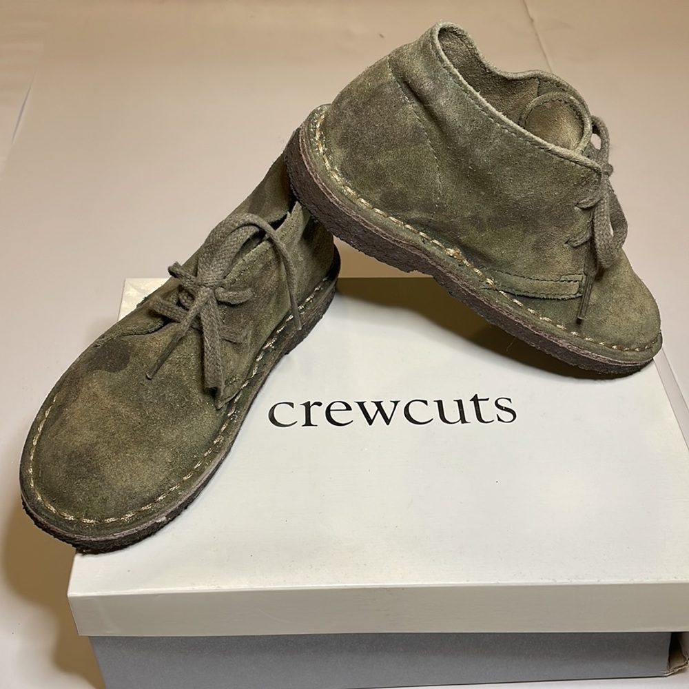 J CREW CREWCUTS CAMO MACALISTER SUEDE LEATHER  CHUKKA SHOES BOOTS SZ K11 ITALY